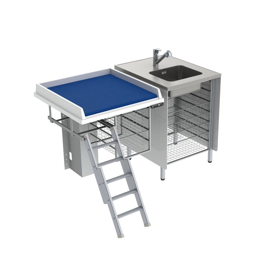 Height Adjustable Changing Table 335 - Combination 1, Washing bench right
