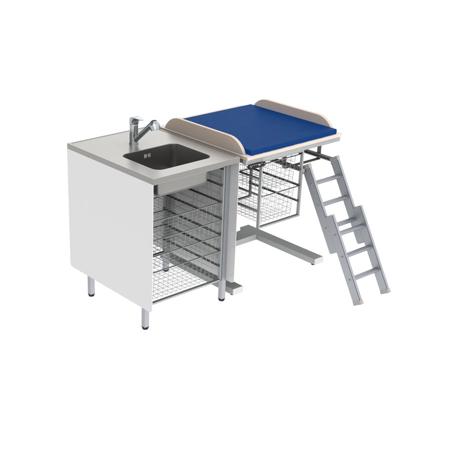 Height Adjustable Changing Table 332 - Combination 1, Washing bench left