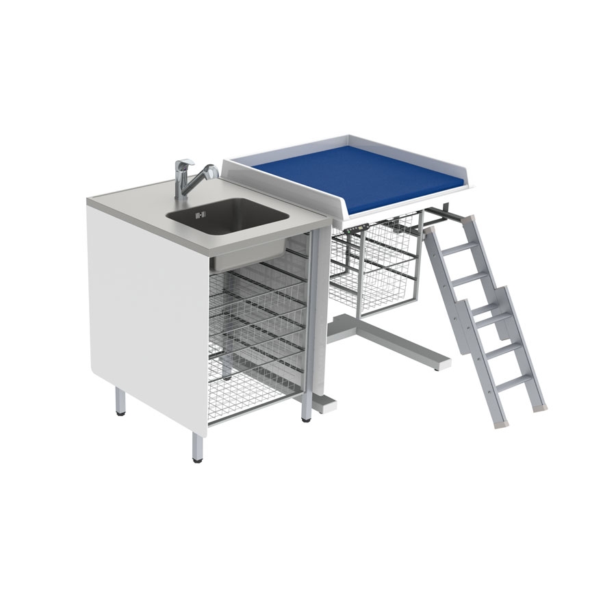Height Adjustable Changing Table 333 - Combination 1, Washing bench left