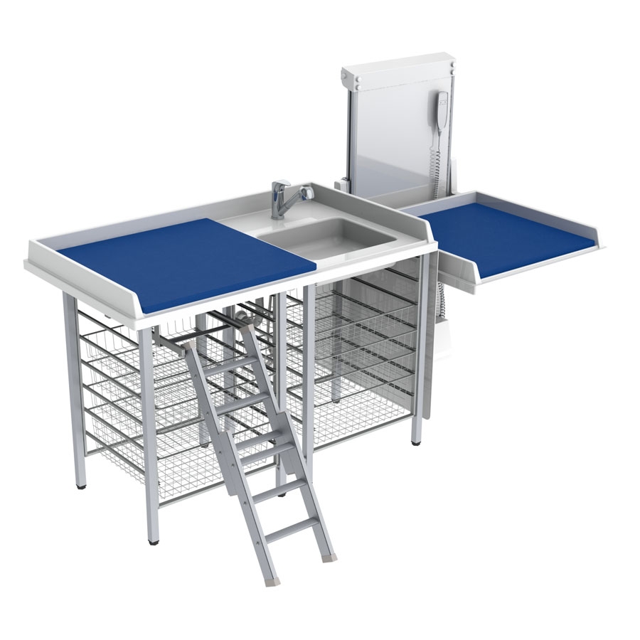 Height Adjustable Changing Table 334 - Combination 3, Incl. Fixed Changing Table