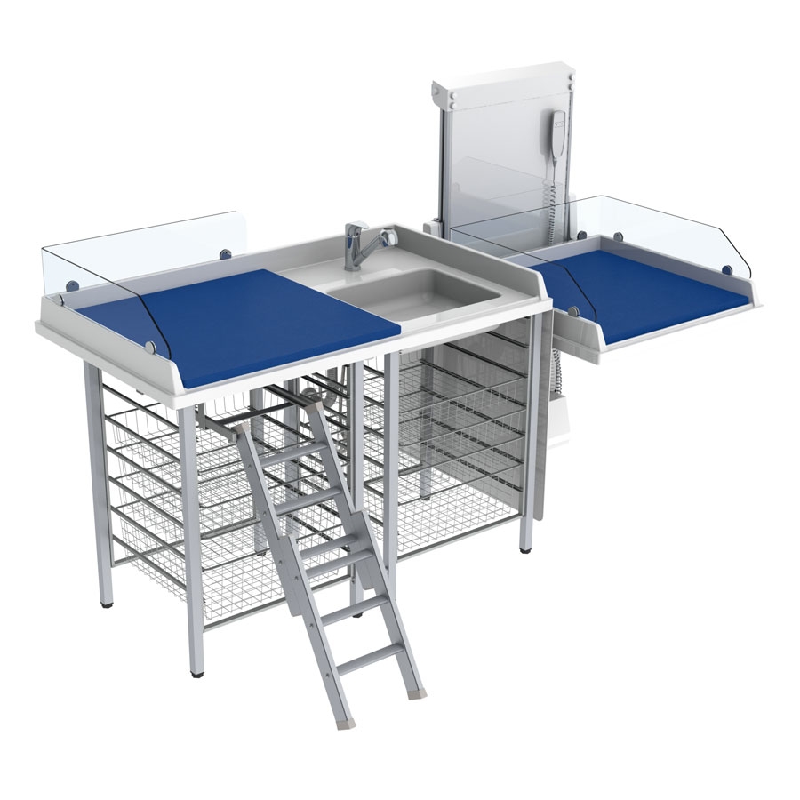 Combination 2 - Baby changing table 334 - 225x80 cm, 20 cm border<br><i>- Not foldable nursing table area</i>