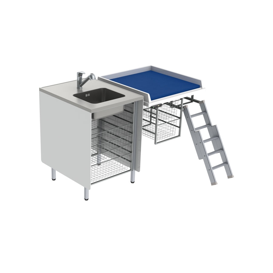 Height Adjustable Changing Table 335 - Combination 1, Washing bench left