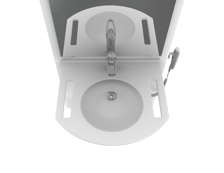 Electric height adjustable washbasin system with mirror and lighting - DESIGNLINE 417-15