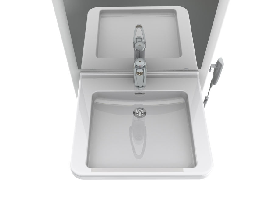 Electric height adjustable washbasin system with mirror and lighting - DESIGNLINE 417-10