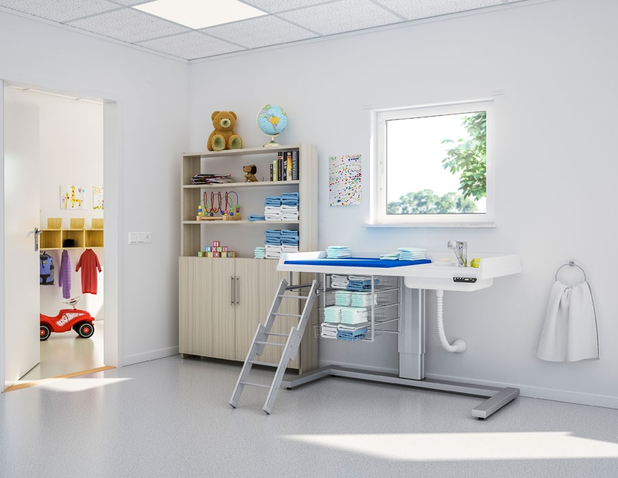 Height Adjustable Changing Table 333 - Sink right, Ladder left