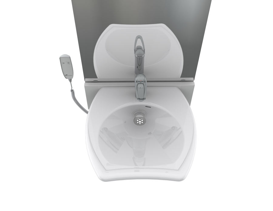 Electric height adjustable washbasin system with mirror and lighting - BASICLINE 433-03