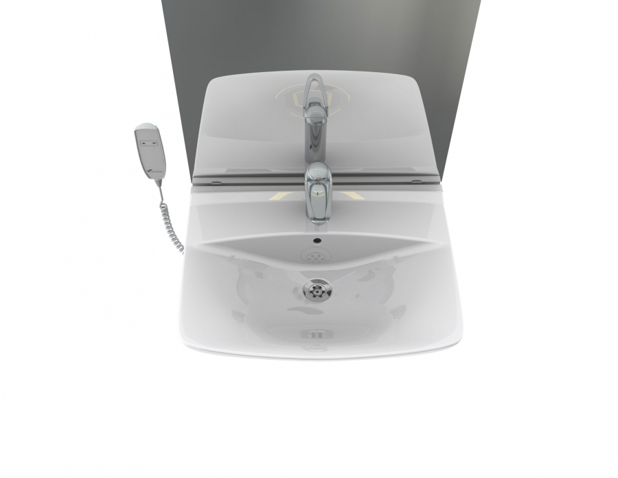 Electric height adjustable washbasin system with mirror and lighting - BASICLINE 433-11