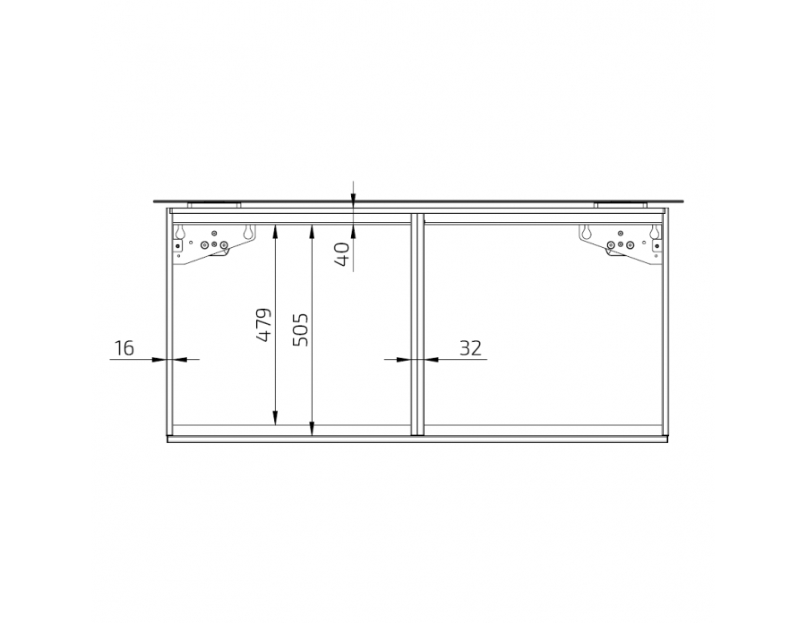 Dimensions - Kitchen Worktop Lift Baselift 6300HA - Wall-mounted, 103 mm front