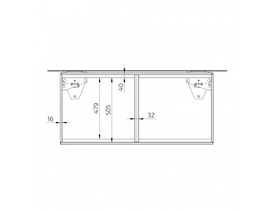 Dimensions - Kitchen Worktop Lift Baselift 6310HA - Floor-mounted, 103 mm front