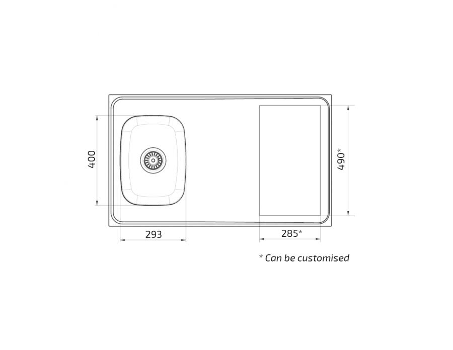 Dimensions - Wheelchair Accessible Sit-on Sink, Mini Kitchen (for hob) - Granberg ESFS