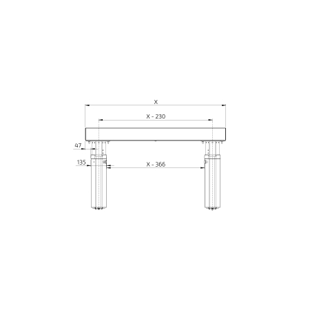 Dimensions - Worktop Lift, Manual adjustable, Manulift 6380HA - 103 mm front