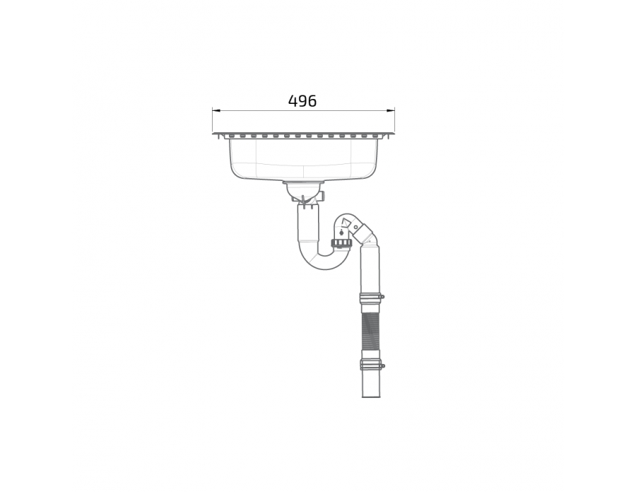 Dimensions - Wheelchair Accessible Inset Kitchen Sink Granberg ES11 - 49.6 cm