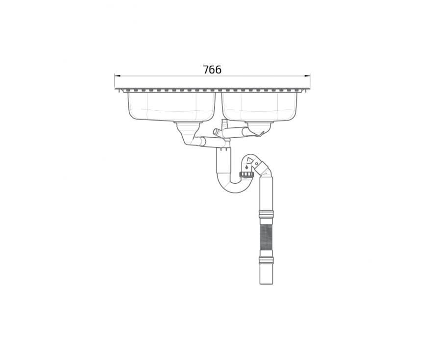 Dimensions - Wheelchair Accessible Inset Kitchen Sink Granberg ES30 - 76.6 cm