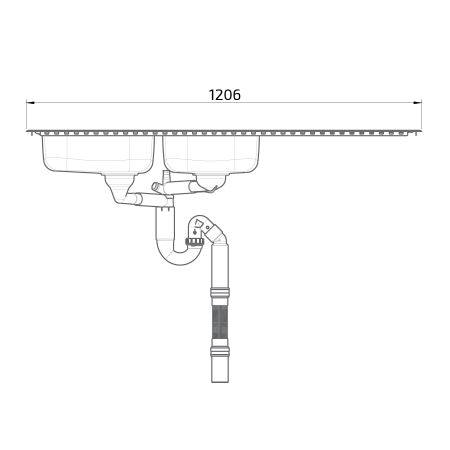 Dimensions - Wheelchair Accessible Inset Kitchen Sink Granberg ES35 - 120.6 cm