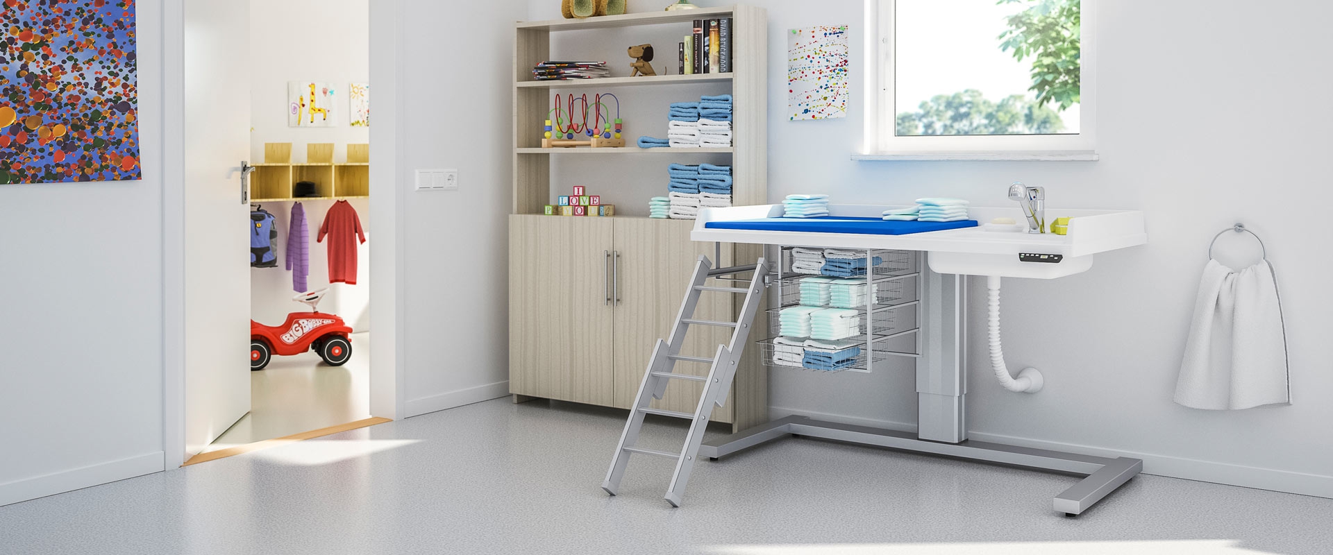 Height Adjustable Changing Table Granberg 333 - Laundry sink