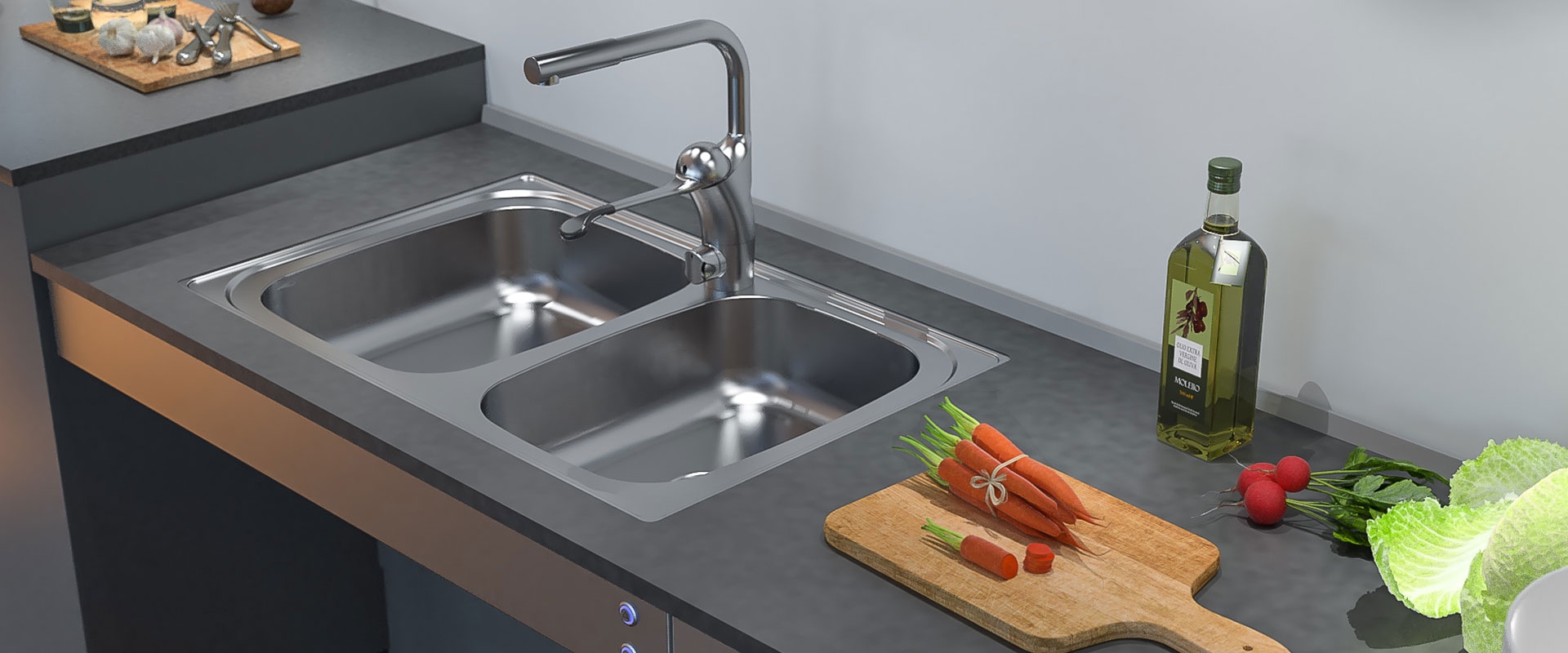 /Évier de Cuisine en Granit /à Encastrer Copenhague 2 Bac Sans /Égouttoir Beige et Antibact/érien Pour les Meubles /à Partir 80cm Siphon Premium Automatique Gain de Place et Trop-Plein de Primagran